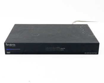 Araknis AN-310-SW-R-8-POE managed switch — front panel view showing port LED indicators for ports 1–10 including SFP ports 9F and 10F