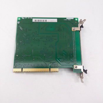 Interface PCI-2756AM PCI card — solder-side view showing PCI gold edge connector, barcode label, and UL marking