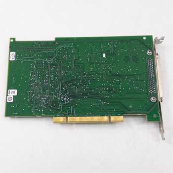 National Instruments PCI-6034E DAQ card — reverse (solder side) of PCB showing PCI gold-finger edge connector and component layout