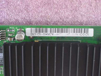 Dell 034MCW video card label detail showing part number CN-034MCW on PCB