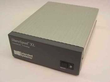 Extended Systems ShareSpool XL ESI-2249A print buffer — front panel view showing brand logo and ABORT button