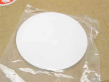 Kyocera 509709 3-inch ceramic support substrate in original clear poly bag, white ceramic disc, top view