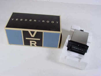 Veeder-Root 744096-217 6-digit 12VDC electromagnetic counter shown beside its original manufacturer box