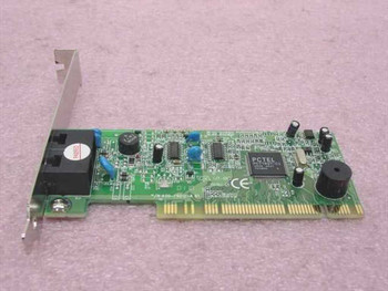 PCTel 400-06012-4 PCI modem card – side/component view showing main PCTel HSP controller chip, capacitors, and full board layout