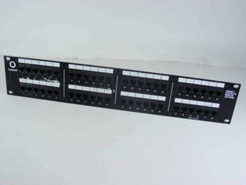 Lucent 2512CAT5 PS 48-Port Cat5 Modular Jack Patch Panel — front view showing full panel with RJ45 ports and port labels
