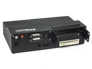 RCS ExpoLead terminal rear view showing IEC power inlet, power switch, parallel ribbon connector, RJ jacks, and floppy drive bay