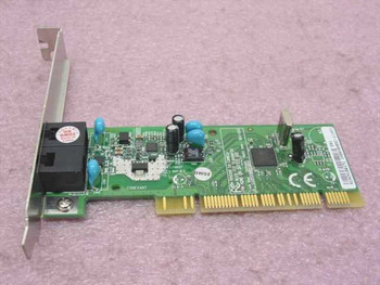 CompUSA RD01-D850 56K PCI modem card close-up showing Conexant chipset and RJ-11 ports on bracket