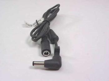 DC barrel extension cable 295945-001 showing both the female barrel jack and right-angle male barrel plug ends