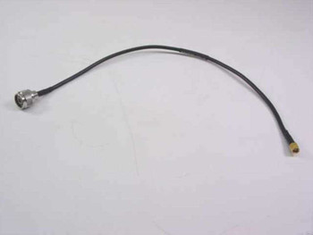 JSC RG-58/U coaxial cable N Male to SMA Male 19 inch — full cable view showing both connectors and black jacket