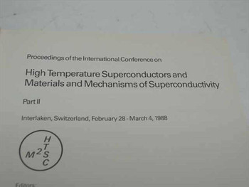 High Temperature Superconductors Proceedings Part II – title page showing full conference title, Interlaken Switzerland February 28–March 4 1988, and M2HTSC logo