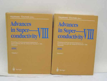 Advances in Superconductivity VIII Volumes 1 and 2 — front covers of both hardcover books side by side, Springer-Verlag, ISTEC, Hayakawa Enomoto editors