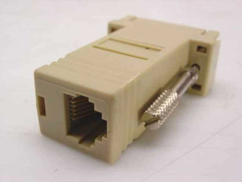 DB9 Male to RJ11 6-Pin Serial Adapter — rear view showing RJ11 6-pin modular female jack