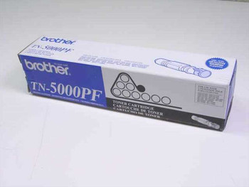 Brother TN-5000PF toner cartridge in original blue and white box, front view showing model number and Brother logo