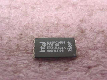 Intel E28F016S5-120 Smart 5 FlashFile 16Mbit flash memory IC – top label showing model, 120ns, 5V, and date code U8401321A