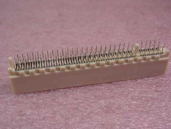 Tyco 1-145154-2 Standard Edge .050 connector – angled top view showing dual-row through-hole pins