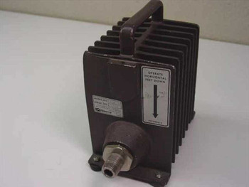 Sierra 160B150 RF termination load – front/side view showing finned aluminum heat-sink body, carry handle, coaxial female connector, mounting feet, model label, and 'Operate Horizontal Feet Down' orientation label