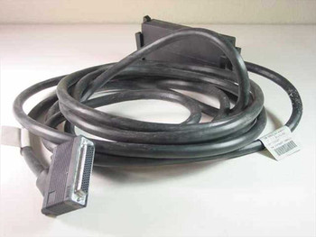 IBM 21F5097 ASCII 6-port cable 9841 — full length coiled view showing host-end high-density connector and cable run