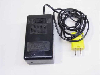 Elowi ME410 Netzgerat AC power supply front view showing Elowi logo, ventilation grille, power switch, and attached US 2-prong power cord