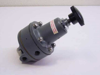 Moore Products Co. Nullmatic 40-7 pressure regulator, alternate angle showing port connections on underside and body detail