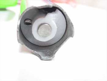 Grovbar M3 Universal Motor shaft end-on view showing circular cross-section, bearing, and plastic/metal internal components