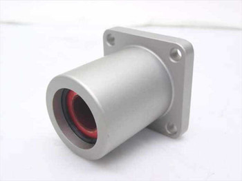 Pacific Bearing SFP08 square flange linear bearing – front bore view showing red end seal