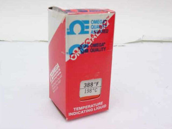 Omega Engineering OmegaLaq LAQ-0388 Temperature Indicating Liquid box front showing 388F 198C rating label