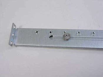 Compaq RAIL00-001 server slide rail — close-up of adjustment mechanism and mounting flange with captive nut