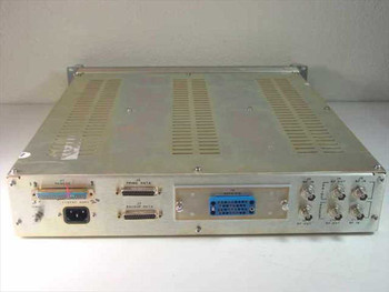 Fairchild Data RS101 – rear panel showing J1 Remote DB-37, J2 Prime Data, J7 Backup Data D-Sub connectors, J8 Data I/O, IEC AC inlet, and BNC RF ports