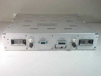 Scientific Atlanta 8761 LNA Power Supply – rear panel view showing LNA PWR OUT connector (J5), LNA ALARMS connector (J6), DC IN connectors (J3, J4), and fuse holders