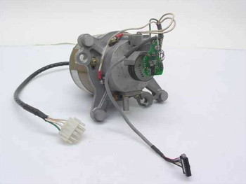 Yaskawa B90L-0325-0041A servo motor – rear view showing integrated encoder PCB board mounted to back of motor housing with wiring leads