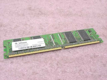 Infineon HYS64D16301GU-5-C 128MB DDR PC3200 DIMM module — top component side view showing label and memory chips