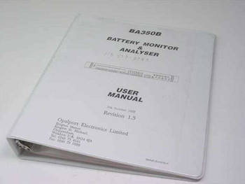 Opalport Electronics BA350B Battery Monitor Analyser User Manual front cover showing title, Revision 1.3, and October 1992 date with Opalport Electronics Limited address