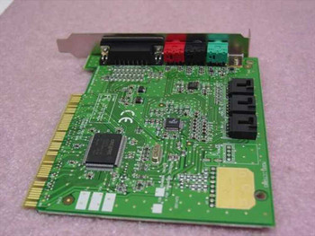 Creative Labs CT5803 PCI sound card rear PCB view showing ES1373 main chip and IDE header connectors