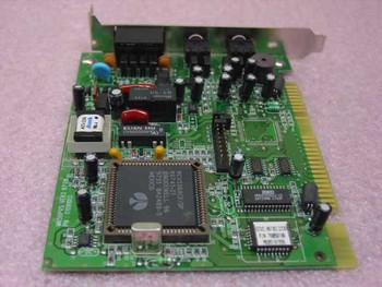 Taicom MR56PVS modem card angled top view showing main Rockwell controller IC and board components