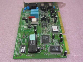 Davicom FI-3314JS7 PCB component side showing Davicom modem controller IC and Winbond ROM chip