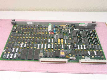 Staubli Unimation W.211.118.00 SCM III card — reverse angle top view showing component density and dual large edge connectors at bottom
