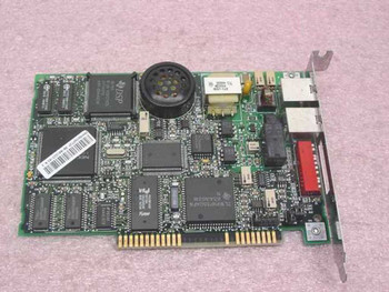 US Robotics Courier V.34 PCI modem card top-side PCB view showing DSP chip, NEC controller, and onboard components
