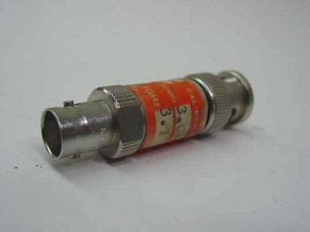 Texscan FP-50 3dB BNC coaxial attenuator — opposite angle showing BNC female connector end and label markings