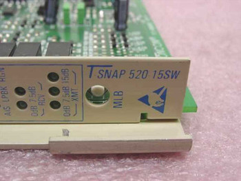 Troncom T-SNAP 520 15SW — close-up of front faceplate showing model label, AIS/LPBK/RCV/XMT markings, dB settings, and MLB logo