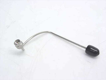 Preformed stainless steel coaxial cable 202543-001 with SMA-M connector and black tip end, full length side view