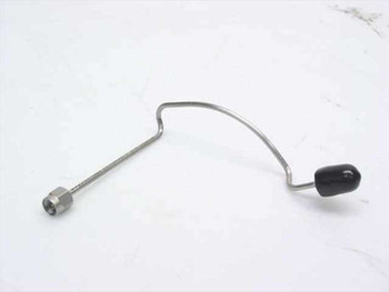 Stainless steel preformed coaxial cable 202544-001 with SMA-M connector and formed loop, full length side view
