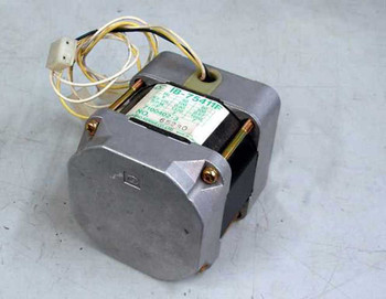 Shinano Kensi IB-75411F motor – rear-left view showing rating label and brass through-bolts on aluminum frame