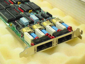 OmniTel Netcomm Q1200 ISA modem card close-up showing four RJ-11 LINE ports on bracket and onboard components