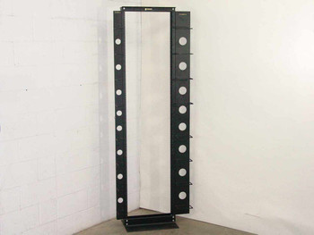 Homaco 19-84-T2SD-B DirectPath open frame cable rack – full front view showing perforated uprights and cable routing holes