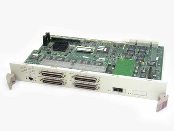 Cabletron 6H123-50 Smart Switch 6000 Ethernet Module – front panel angle showing four DB50 Z200 connectors, FE-100FX fiber port, and RJ-45 COM port