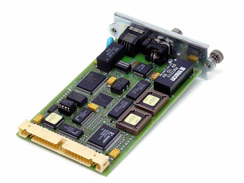 Tektronix 671-4128 Phaser Share Ethernet Card – reverse angled top view showing Xilinx and other ICs and edge connector