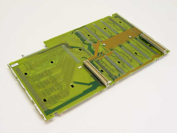 HP A1703-60087 backplane board rear/solder-side view showing PCB traces and connector rows