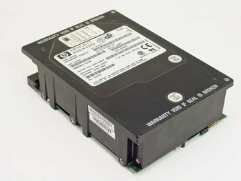 HP Hewlett-Packard D3341A 4.2GB SCSI Hard Drive — three-quarter top view showing label with model and part number details