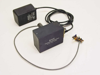 Digiteyes DVC Digital Video Camera front view with Heelpac WM113 power supply, cables, and external sensor circuit board laid out