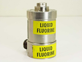 Taber Teledyne 176-SA pressure transmitter with yellow LIQUID FLUORINE labels on upper and lower body sections